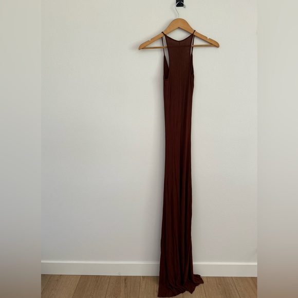 Enza Costa Maxi Rib Tank Dress in Burnt Orange - Picture 3 of 3